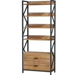 Tribesigns Bookcases & Bookshelves|Bookcases & Bookshelves*Bookshelf, 70.86" Industrial 5-Tier Bookcase with 2 Drawers