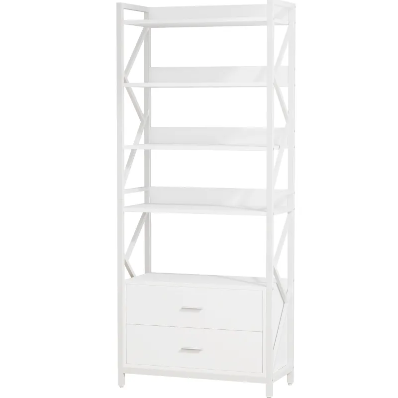 Tribesigns Bookcases & Bookshelves|Bookcases & Bookshelves*Bookshelf, 70.86" Industrial 5-Tier Bookcase with 2 Drawers