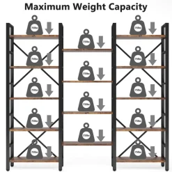 Tribesigns Bookcases & Bookshelves|Bookcases & Bookshelves*Bookshelf, Industrial Triple Wide 14 Shelves Etagere Bookcase