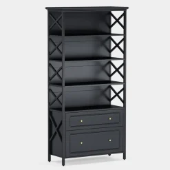 Tribesigns Bookcases & Bookshelves|Bookcases & Bookshelves*Bookshelf, 5-Tier Bookcase Display Shelf Organizer with 2 Drawers