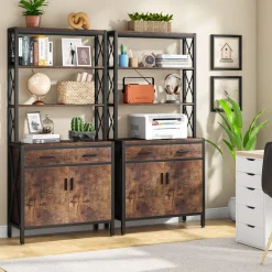 Tribesigns Bookcases & Bookshelves|Bookcases & Bookshelves*Bookshelf, 4-Tier Etagere Bookcase with Drawer & Cabinet