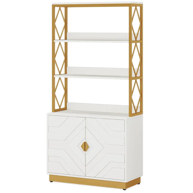 Tribesigns Bookcases & Bookshelves|Bookcases & Bookshelves*Bookshelf with Doors, 70.9" Modern Etagere Bookcase with 3 Shelves