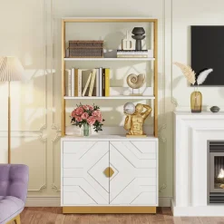 Tribesigns Bookcases & Bookshelves|Bookcases & Bookshelves*Bookshelf with Doors, 70.9