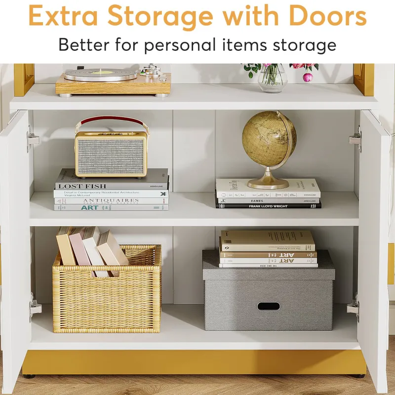 Tribesigns Bookcases & Bookshelves|Bookcases & Bookshelves*Bookshelf with Doors, 70.9" Modern Etagere Bookcase with 3 Shelves
