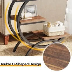 Tribesigns End & Side Tables*C - Shaped End Table, Industrial 3 - Tier Side Table for Small Space