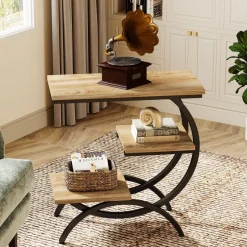 Tribesigns End & Side Tables*C - Shaped End Table, Industrial 3 - Tier Side Table for Small Space