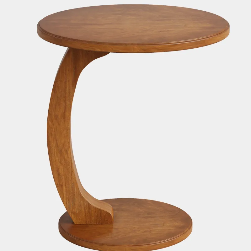 Tribesigns End & Side Tables*C - Shaped End Table, Round Solid Wood Side Table for Living Room