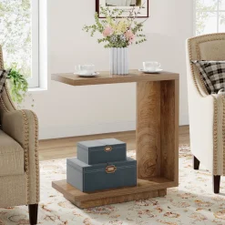 Tribesigns End & Side Tables*C - Shaped End Table, Wood Side Table Nightstand Bedside Table