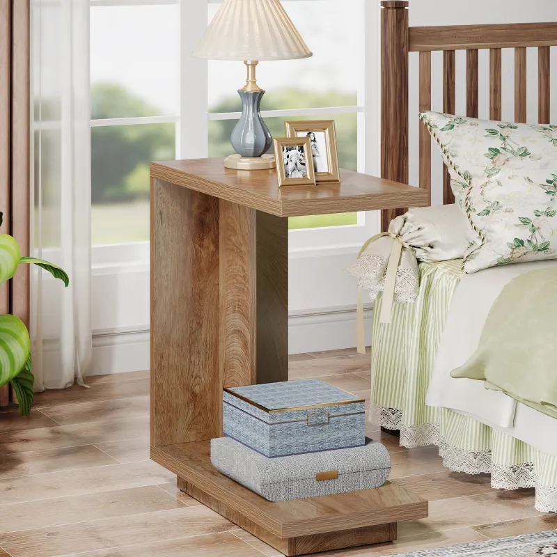 Tribesigns End & Side Tables*C - Shaped End Table, Wood Side Table Nightstand Bedside Table