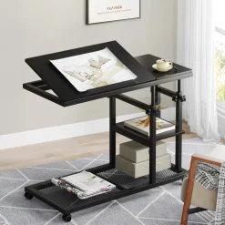Tribesigns End & Side Tables*C Table, Height Adjustable Snack Tray Table with Wheels