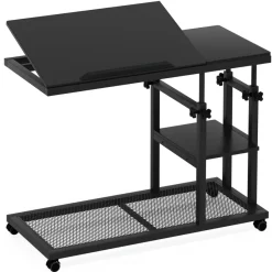 Tribesigns End & Side Tables*C Table, Height Adjustable Snack Tray Table with Wheels