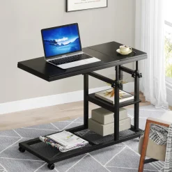 Tribesigns End & Side Tables*C Table, Height Adjustable Snack Tray Table with Wheels