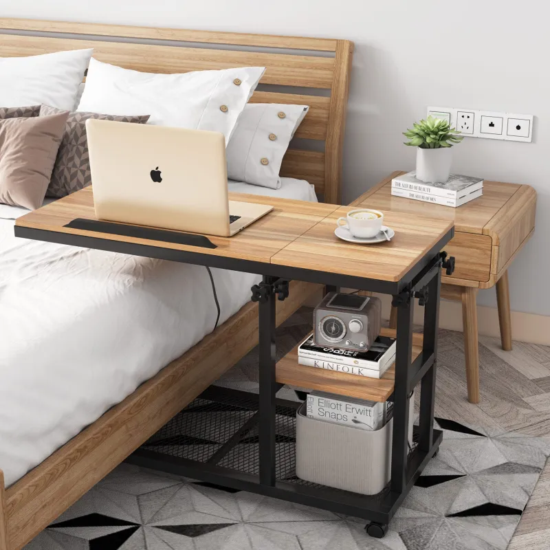 Tribesigns End & Side Tables*C Table, Height Adjustable Snack Tray Table with Wheels