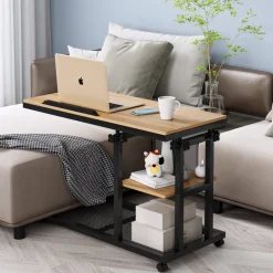 Tribesigns End & Side Tables*C Table, Height Adjustable Snack Tray Table with Wheels