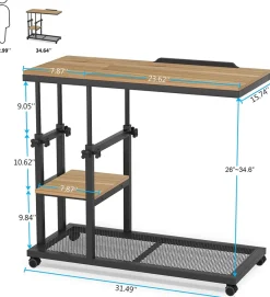 Tribesigns End & Side Tables*C Table, Height Adjustable Snack Tray Table with Wheels