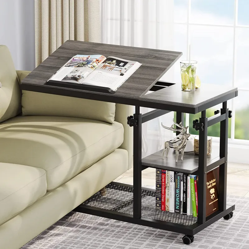 Tribesigns End & Side Tables*C Table, Height Adjustable Snack Tray Table with Wheels