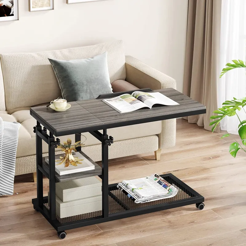 Tribesigns End & Side Tables*C Table, Height Adjustable Snack Tray Table with Wheels