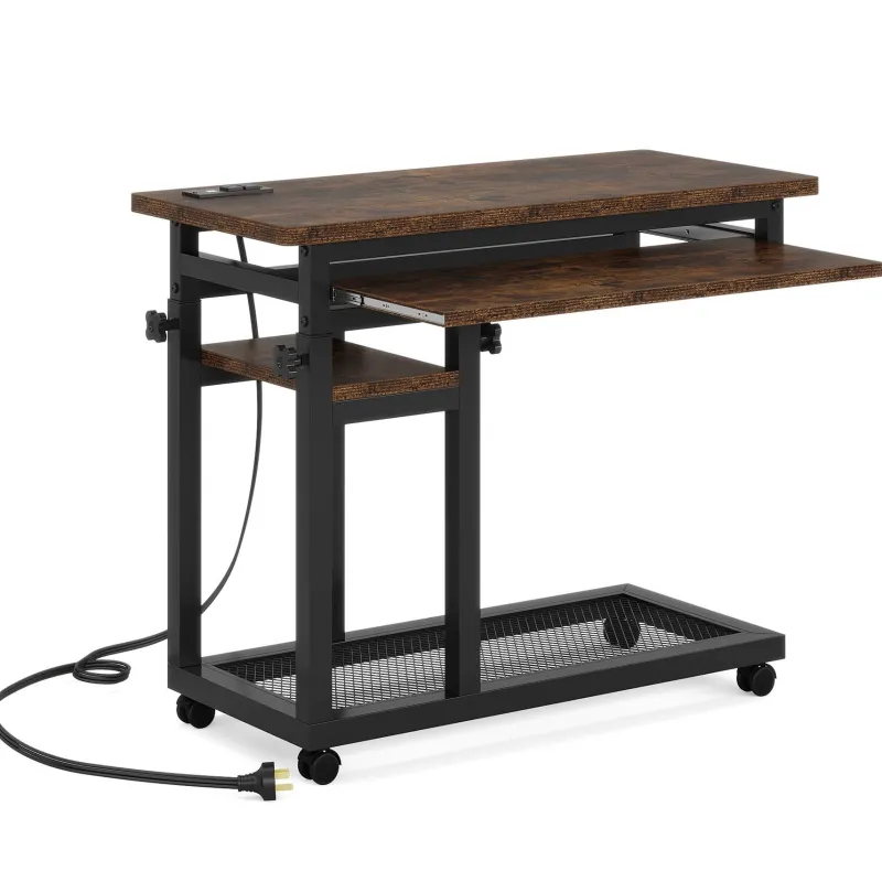 Tribesigns End & Side Tables*C Table, Mobile Portable Desk Side Table with Power Outlet