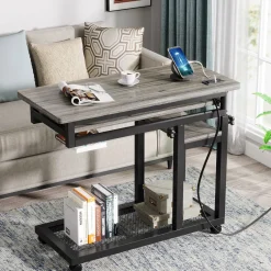 Tribesigns End & Side Tables*C Table, Mobile Portable Desk Side Table with Power Outlet