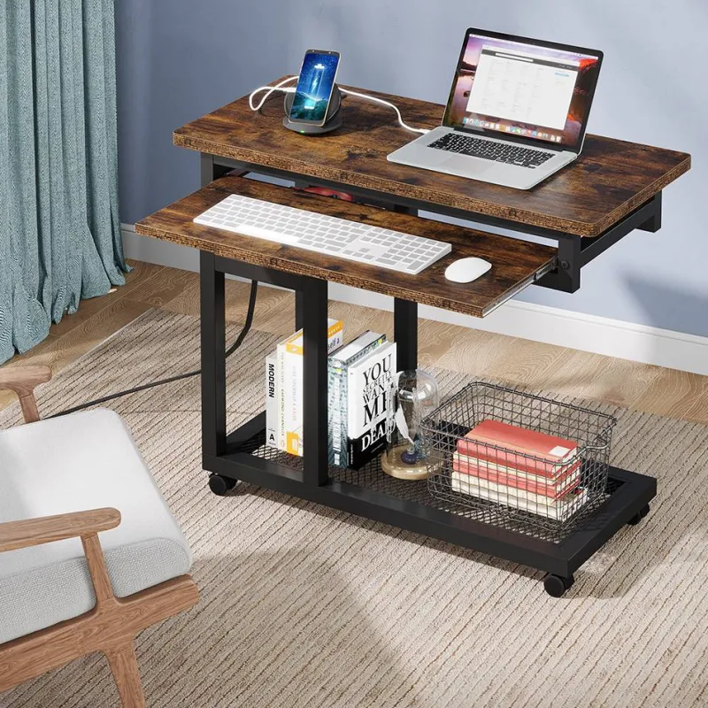 Tribesigns End & Side Tables*C Table, Mobile Portable Desk Side Table with Power Outlet