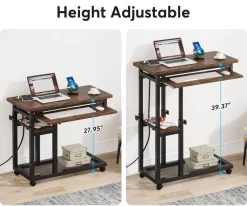 Tribesigns End & Side Tables*C Table, Mobile Portable Desk Side Table with Power Outlet
