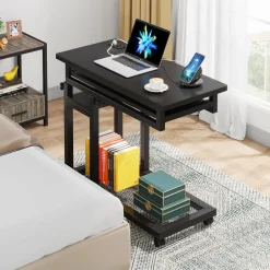 Tribesigns End & Side Tables*C Table, Mobile Portable Desk Side Table with Power Outlet