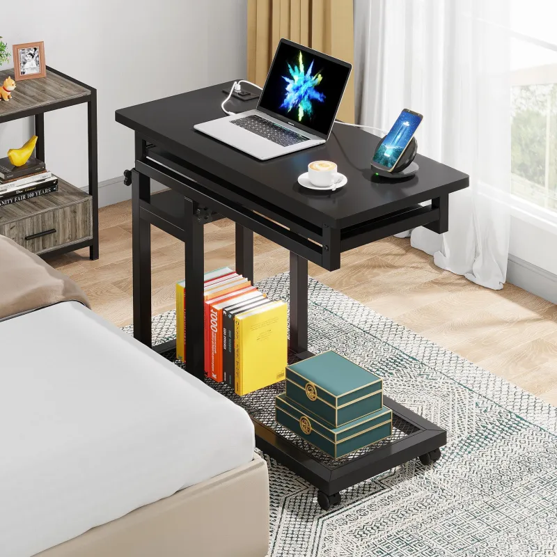 Tribesigns End & Side Tables*C Table, Mobile Portable Desk Side Table with Power Outlet
