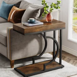 Tribesigns End & Side Tables*C Table, Modern End Table Bedside Table with Metal Frame