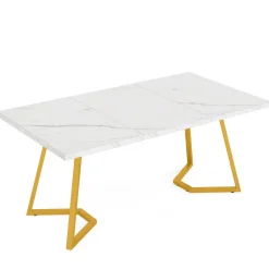 Tribesigns Desks*Computer Desk, 55" Faux Marble Study Desk Office Table