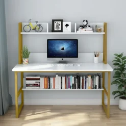 Tribesigns Desks*Computer Desk, Heavy Duty Writing Desk with Hutch & Bookshelf