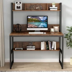Tribesigns Desks*Computer Desk, Home Office Desk Study Desk with Hutch and Shelves
