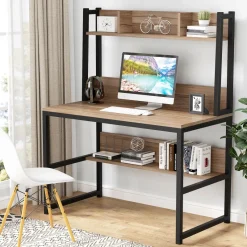 Tribesigns Desks*Computer Desk, Home Office Desk Study Desk with Hutch and Shelves