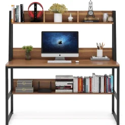 Tribesigns Desks*Computer Desk, Home Office Desk with Hutch and Storage Shelf