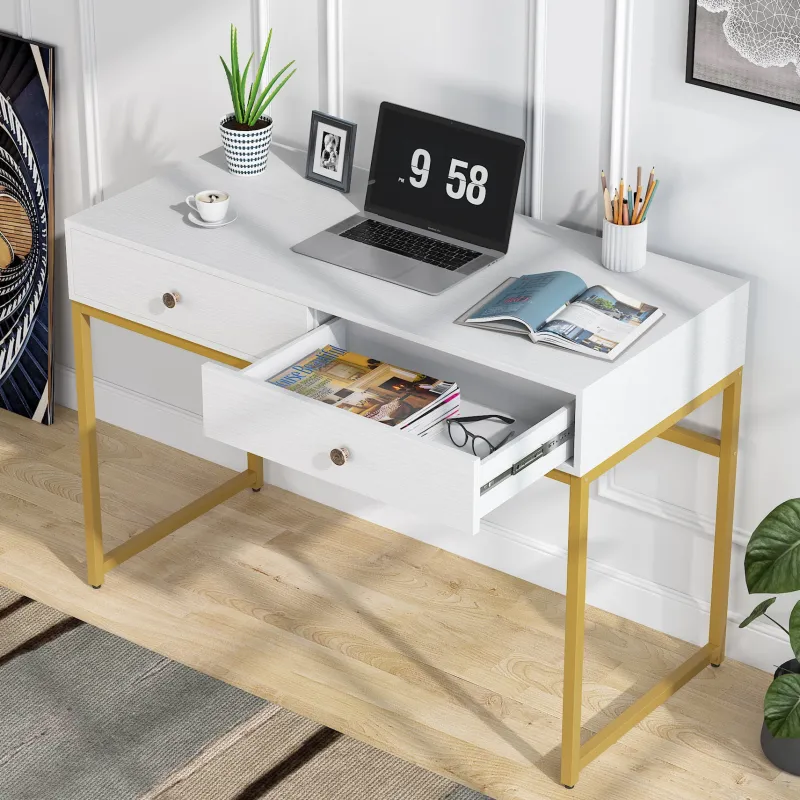 Tribesigns Desks*Computer Desk with 2 Drawers, Multifunctional Study Writing Desk