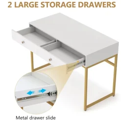 Tribesigns Desks*Computer Desk with 2 Drawers, Multifunctional Study Writing Desk