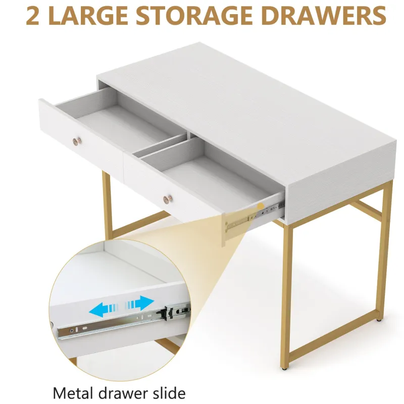 Tribesigns Desks*Computer Desk with 2 Drawers, Multifunctional Study Writing Desk