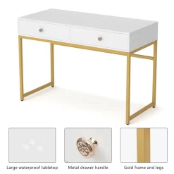 Tribesigns Desks*Computer Desk with 2 Drawers, Multifunctional Study Writing Desk
