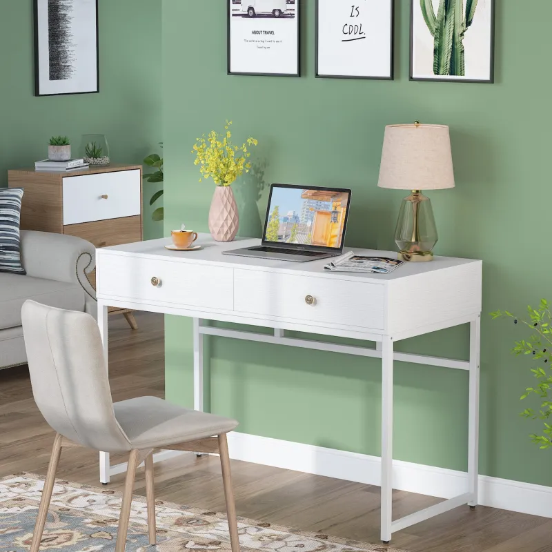 Tribesigns Desks*Computer Desk with 2 Drawers, Multifunctional Study Writing Desk