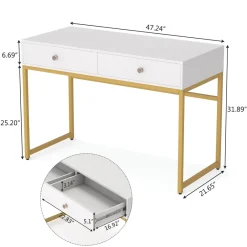 Tribesigns Desks*Computer Desk with 2 Drawers, Multifunctional Study Writing Desk