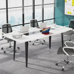 Tribesigns Desks*Conference Table, Modern 6FT / 8FT Boat Shaped Meeting Table