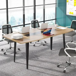 Tribesigns Desks*Conference Table, Modern 6FT / 8FT Boat Shaped Meeting Table