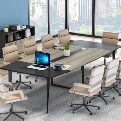 Tribesigns Desks*Conference Table, Modern 6FT / 8FT Boat Shaped Meeting Table