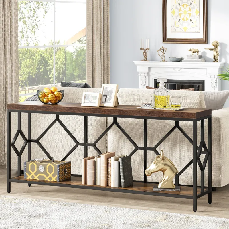 Tribesigns Console Tables|Console Tables*Console Table, 71" Extra Long Sofa Table with Open Storage Shelf