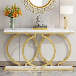 Tribesigns Console Tables|Console Tables*Console Table, 55 inch Faux Marble Entryway Sofa Table