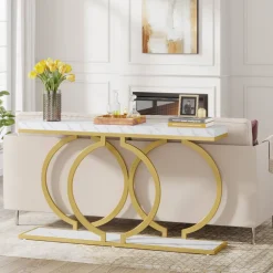 Tribesigns Console Tables|Console Tables*Console Table, 55 inch Faux Marble Entryway Sofa Table
