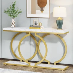 Tribesigns Console Tables|Console Tables*Console Table, 55 inch Faux Marble Entryway Sofa Table
