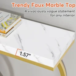 Tribesigns Console Tables|Console Tables*Console Table, 55 inch Faux Marble Entryway Sofa Table