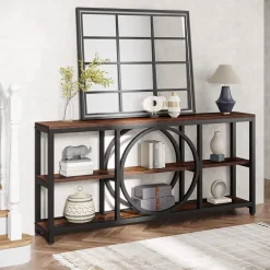 Tribesigns Console Tables|Console Tables*Console Table, 70.9" Narrow Sofa Table with 3 Tier Storage Shelves
