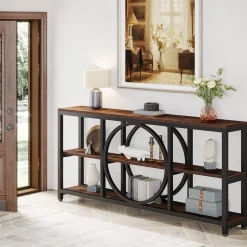 Tribesigns Console Tables|Console Tables*Console Table, 70.9" Narrow Sofa Table with 3 Tier Storage Shelves
