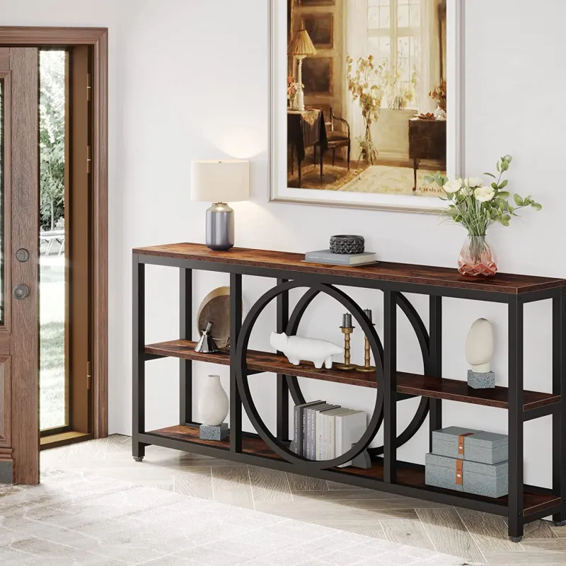 Tribesigns Console Tables|Console Tables*Console Table, 70.9" Narrow Sofa Table with 3 Tier Storage Shelves